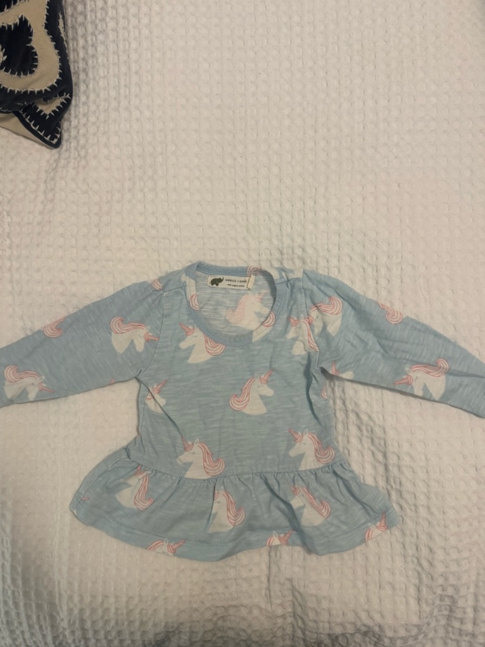 Monica + Andy Unicorn Peplum Top 12-18M Organic Cotton Girls